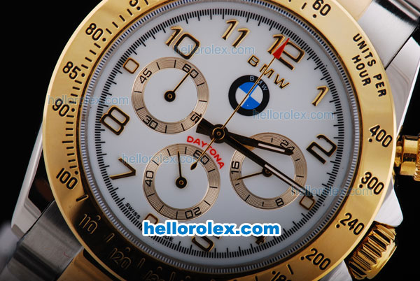 Rolex Datejust for BMW Quartz Movement with Graduated Gold Bezel and White Dial,Gold Number Marking and Small Calendar - Click Image to Close